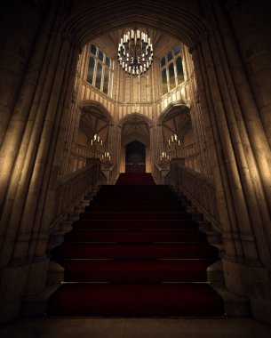 CGI Fantezi Gotik Kule Merdivenleri