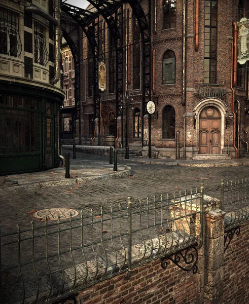 Fantasy Steampunk Victorian Street Buildings — 스톡 사진