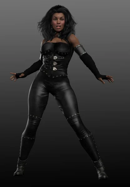 African American Urban Fantasy Woman in Black Leather