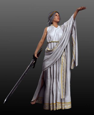 Fantezi Romalı veya Yunan Kraliçesi veya Kılıçlı Savaşçı