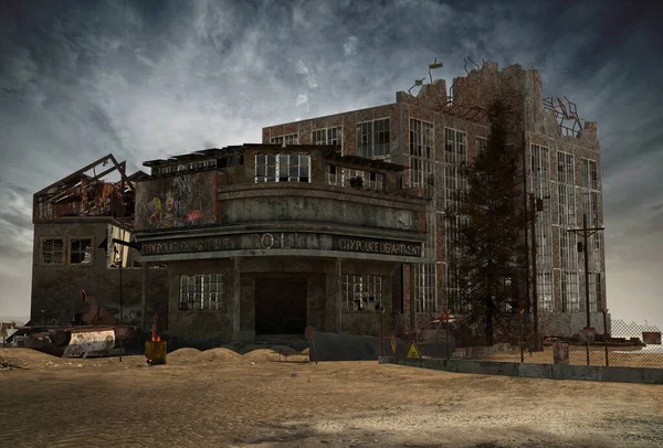 Post Apocalyptic Urban Decay Ruined Buildings Dystopian — Stockfoto