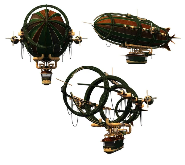 Steampunk Airship Dirigible Clean — Stock Photo, Image