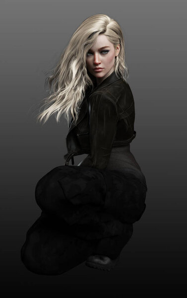 Блондинка в чёрной одежде