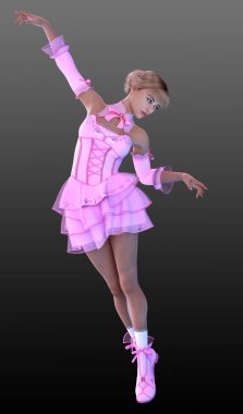 Pembe Korse Giyen Marionette Bale Dansçısı