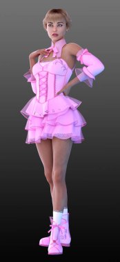 Pembe Korse Giyen Marionette Bale Dansçısı