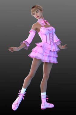 Pembe Korse Giyen Marionette Bale Dansçısı