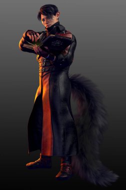 Yaşlı Tilki Büyücüsü veya Asyalı Erkek Kitsune veya Gumiho Spellcaster