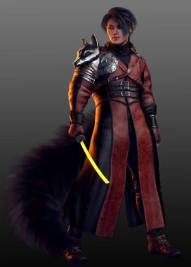 Yaşlı Tilki Büyücüsü veya Asyalı Erkek Kitsune veya Gumiho Spellcaster