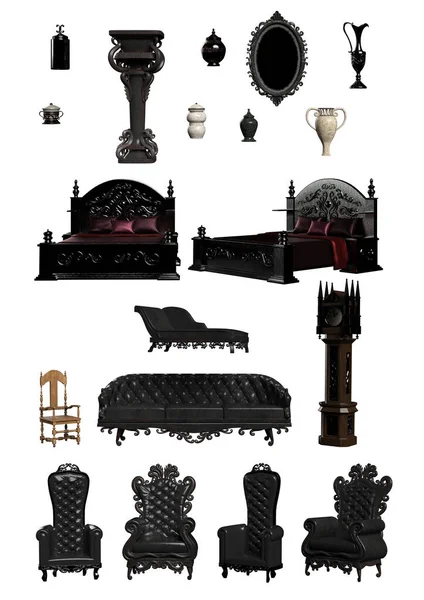 黑色哥特式或吸血鬼家具 — 图库照片
