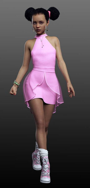 POC Teen Girl with Afro Puff Hair