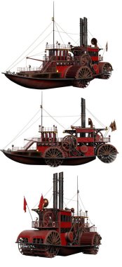Eski Steampunk Süzülen Tekne ya da Nehir Kayığı