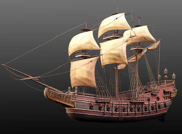 Cgi Pirate Lub Steampunk Sailing Ship Statek Handlowy Okręt Wojenny — Zdjęcie stockowe