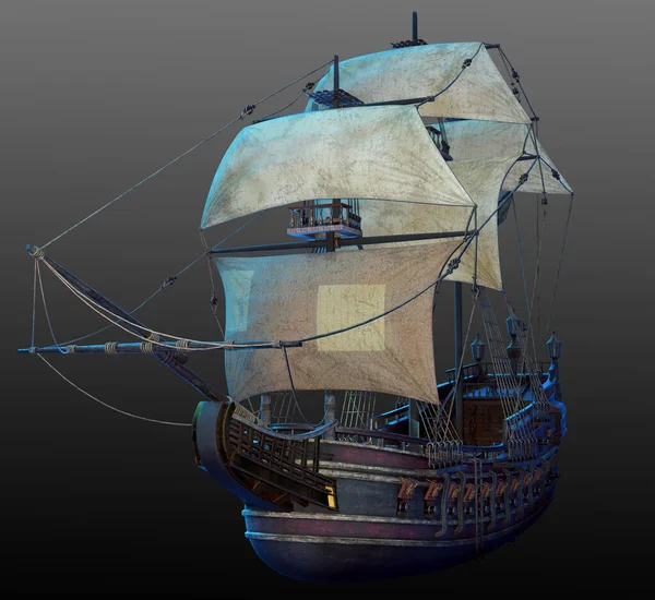 Cgi Pirate Lub Steampunk Sailing Ship Statek Handlowy Okręt Wojenny — Zdjęcie stockowe