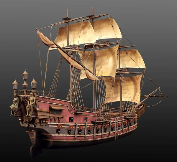 Cgi Pirata Barco Vela Steampunk Buque Mercante Buque Guerra —  Fotos de Stock