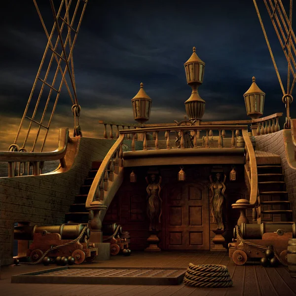 Cgi Pirate Ship Steampunk Sailing Ship — Zdjęcie stockowe