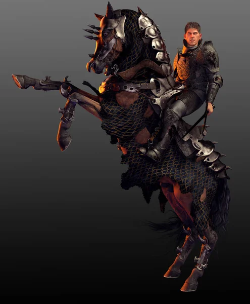 Cgi Fantasy Medieval Mounted Knight Pferd Krieger — Stockfoto
