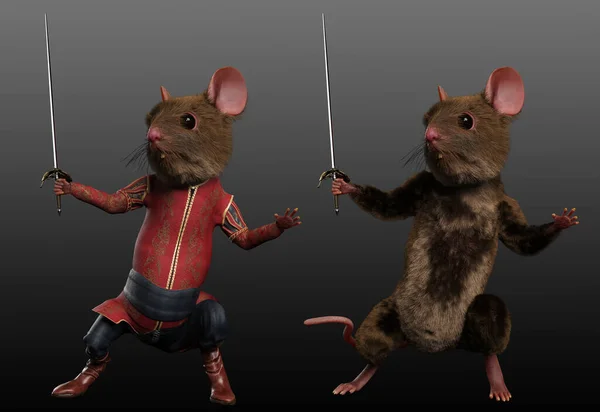 Fantasy Mouse Warrior Rapier — Stock Photo, Image