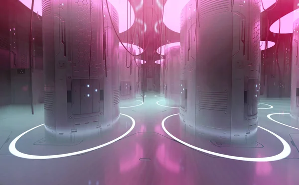Scifi Cyberpunk Idegen Űrhajó Vagy Űrállomás Med Lab — Stock Fotó
