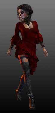 Ölü POC Cadısının Kafatası Şekeri Yüzlü Fantezi Günü