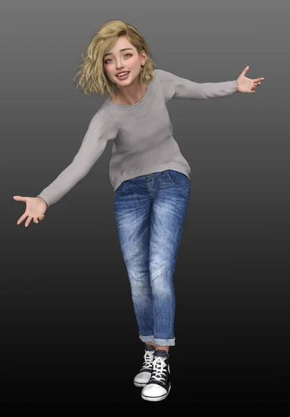 Zwillinge Oder Teenager Mädchen Jeans Und Pullover — Stockfoto