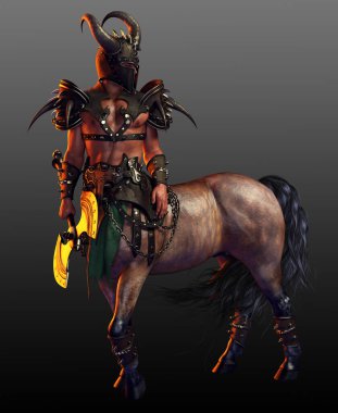 Fantezi Zırhlı Centaur Eylem Pozu