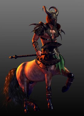 Fantezi Zırhlı Centaur Eylem Pozu