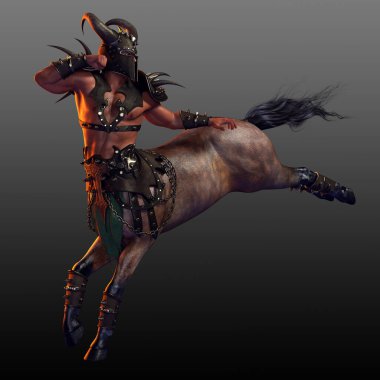 Fantezi Zırhlı Centaur Eylem Pozu