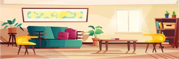 Interior Sala Estar Estilo Moderno Ilustración Con Sofá Sillones Plantas — Archivo Imágenes Vectoriales