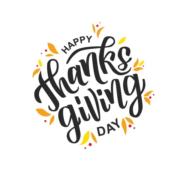 Glad Thanksgiving Handskrift Text Typografi För Kort Inbjudan Och Banner — Stock vektor