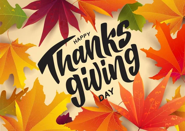 Glad Thanksgiving Handskrift Text Typografi För Kort Inbjudan Och Banner — Stock vektor