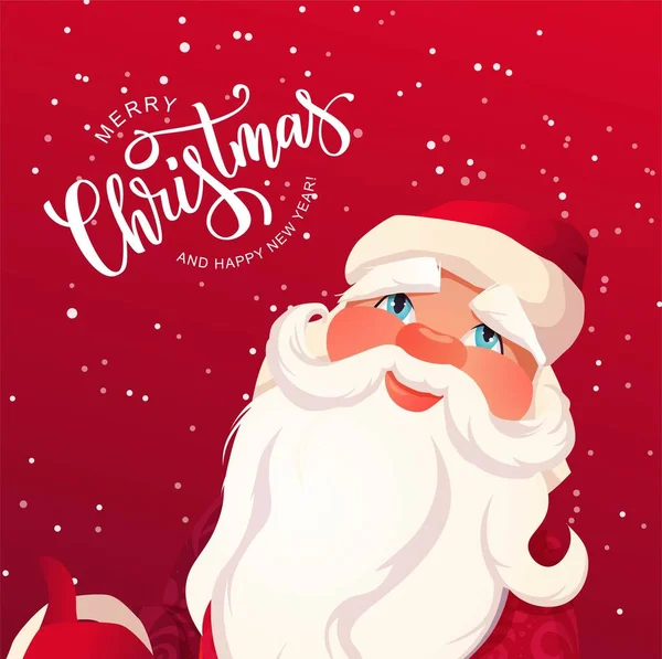 Postać Świętego Mikołaja Tekst Pisma Świątecznego Świąteczna Kartka Życzeniami — Wektor stockowy
