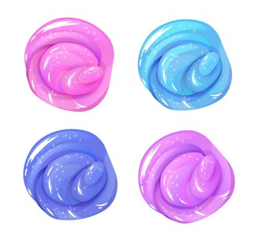 Yeşil ve mor balçık seti.