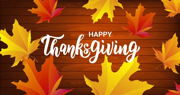 Glad Thanksgiving Handskrift Text Gratulationskort Till Tacksägelsedagen — Stock vektor