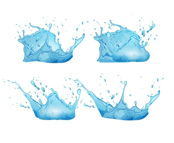 青い水は漫画のベクトルイラストをスプラッシュ 自然の澄んだ水の背景 — ストックベクタ