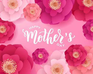 Anneler günün kutlu olsun. İçinde güzel çiçekler olan el yazısı. Kart, poster, afiş, davetiye, kartpostal, ikon için iyi. Vektör çizimi. Tipografi. Annelerin bayramını kutluyoruz..