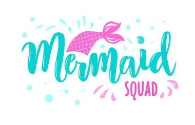 Denizkızı el yazısı. Tişört tasarımı için tipografi, doğum günü partisi, tebrik kartı.