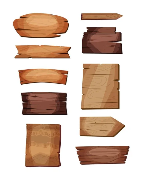 Prázdné Tabule Nebo Dřevěné Prkna Různých Barev Textur Sada Starých — Stockový vektor