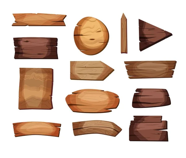 Lege Uithangborden Houten Planken Van Verschillende Kleuren Texturen Set Oude — Stockvector