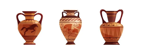 Vaso Grego Antigo Com Decoração Jarro Barro Tradicional Antigo Pote — Vetor de Stock
