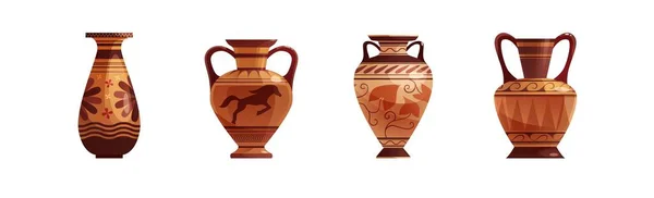 Antike Griechische Vase Mit Dekoration Antikes Traditionelles Tongefäß Oder Topf — Stockvektor