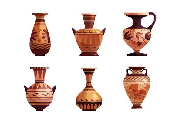 Antike Griechische Vase Mit Dekoration Antikes Traditionelles Tongefäß Oder Topf — Stockvektor