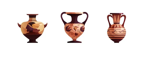 Antike Griechische Vase Mit Dekoration Antikes Traditionelles Tongefäß Oder Topf — Stockvektor