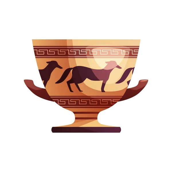 Antike griechische Vase mit Dekoration. Antikes traditionelles Tongefäß oder Topf für Wein. Vektorgrafik. — Stockvektor