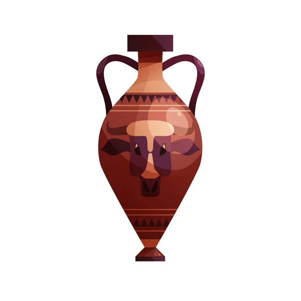 Antik grekisk vas med dekoration. Forntida traditionell lerburk eller kruka för vin. Vektor tecknad illustration. — Stock vektor