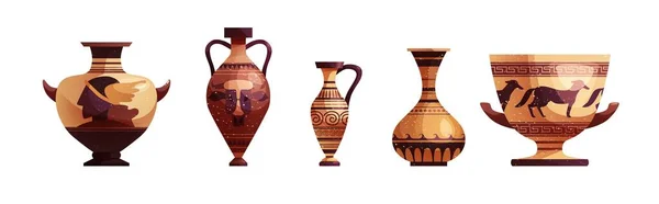 Antike griechische Vase mit Dekoration. Antikes traditionelles Tongefäß oder Topf für Wein. Vektorgrafik. — Stockvektor