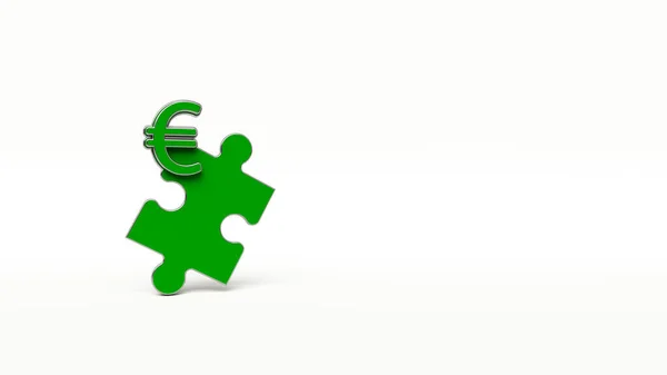 Conceito Financeiro Metálico Emoldurado Verde Colorido Símbolo Euro Com Peça — Fotografia de Stock