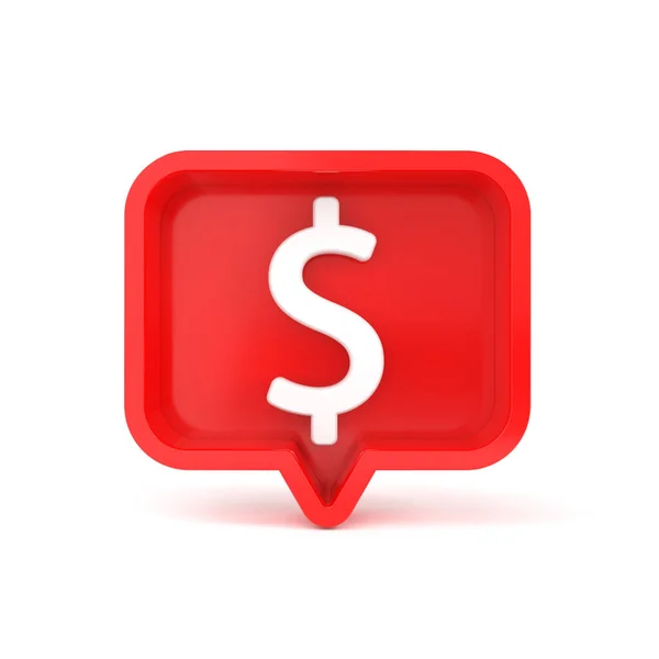 Finance Concept Red Colored Box Shape Dollar Symbol Isolated White — Stock Photo, Image