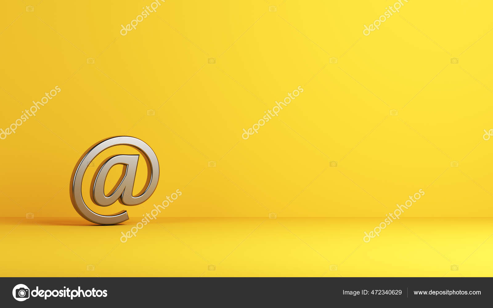  at symbol yellow background horizontal composition copy space render