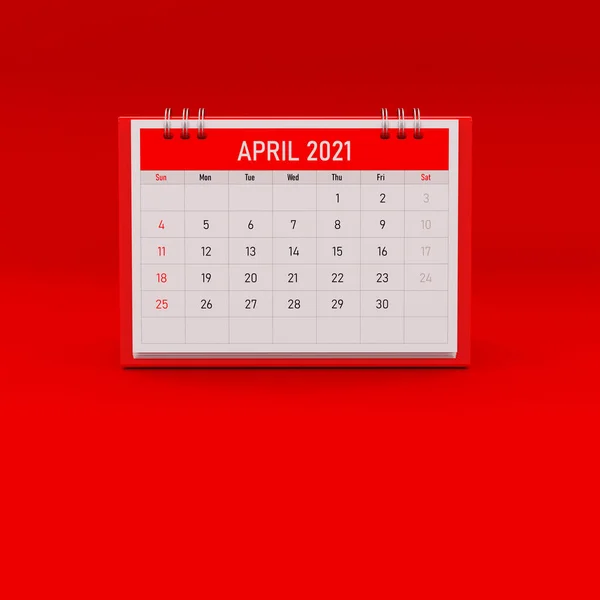 2021 Kalender Rode Achtergrond Vierkante Compositie Met Kopieerruimte Render — Stockfoto
