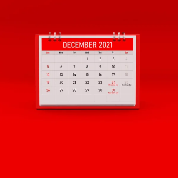 2021 Calendrier Sur Fond Rouge Composition Carrée Avec Espace Copie — Photo